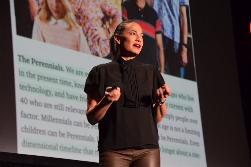 Blogger Gina Pell helps attendees redefine themselves as Perennials.